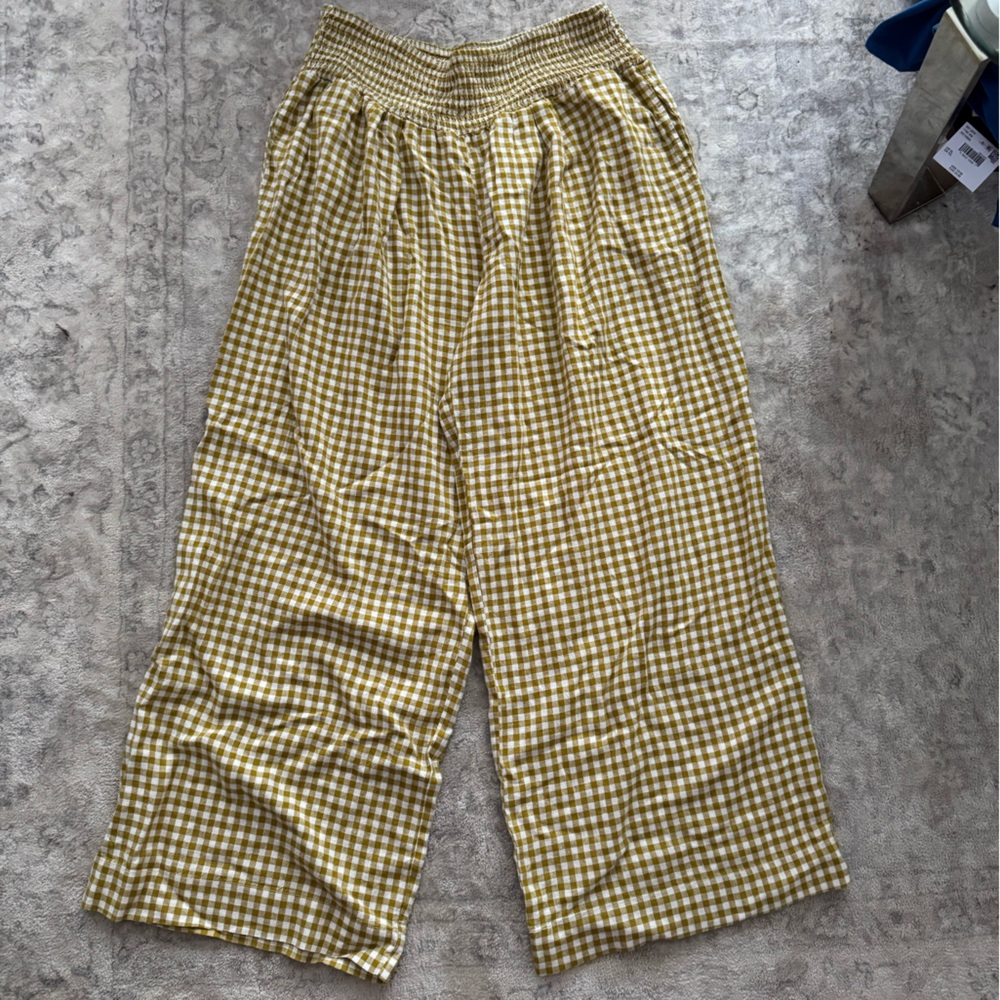Kimchi Blue Mustard Checkered Wide Leg Pants